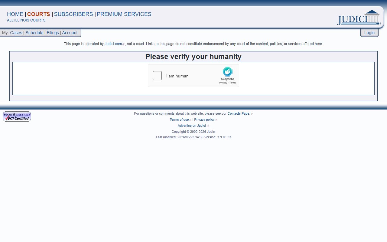 Judici Edgar County case search with human verification