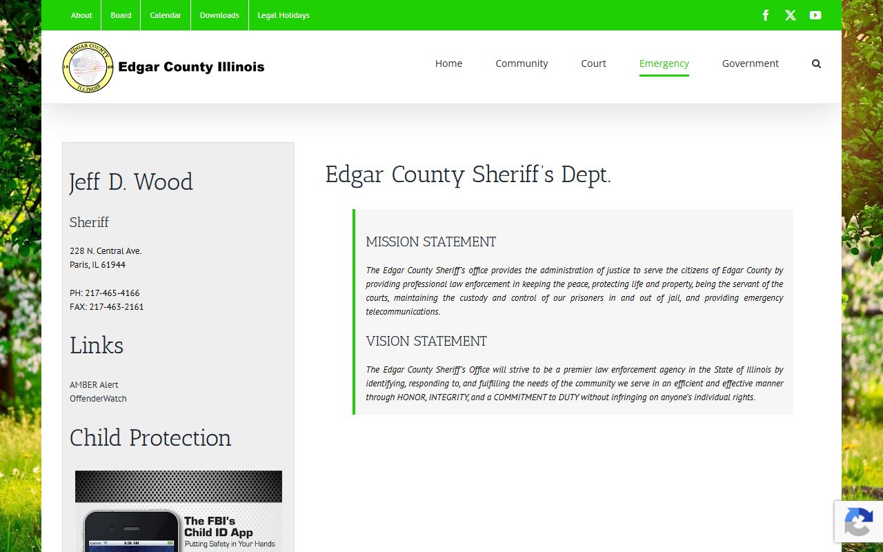 Official Edgar County Sheriff's Department page